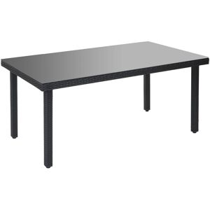 MCW Chieti - Esstisch mit Dunkelglas & Polyrattan MCW Chieti - Esstisch mit Dunkelglas & Polyrattan