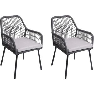 MCW Gartenstuhl O12 2er-Set Sitzpolster Aluminium Anthrazit Bezug Grau MCW Gartenstuhl O12 2er-Set Sitzpolster Aluminium Anthrazit Bezug Grau