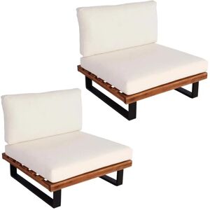 MCW Lounge-Sessel H54 2er-Set Braun Polster Cremeweiß MCW Lounge-Sessel H54 2er-Set Braun Polster Cremeweiß