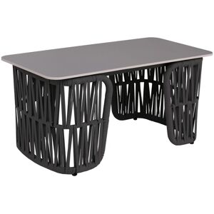 MCW Loungetisch P90 Seilgeflecht Sinterstein 43x90x45cm Anthrazit Platte Grau MCW Loungetisch P90 Seilgeflecht Sinterstein 43x90x45cm Anthrazit Platte Grau