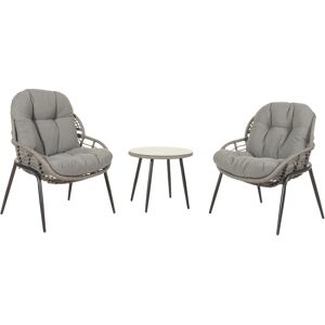 MCW Poly-Rattan Garnitur N33 Grau Polster Dunkelgrau MCW Poly-Rattan Garnitur N33 Grau Polster Dunkelgrau