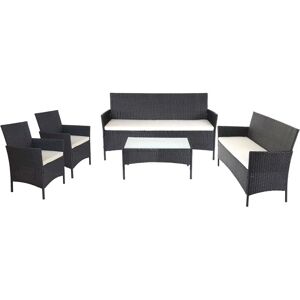 MCW 3-2-1-1 Poly-Rattan Garnitur Hamar Anthrazit Kissen Creme MCW 3-2-1-1 Poly-Rattan Garnitur Hamar Anthrazit Kissen Creme