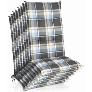 Beautissu 8er Set Hochlehner Auflagen Set 120x50 cm Polster Blau Kariert Beautissu 8er Set Hochlehner Auflagen Set 120x50 cm Polster Blau Kariert