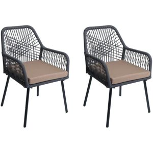 MCW Gartenstuhl O12 2er-Set Sitzpolster Aluminium Anthrazit Bezug Taupe MCW Gartenstuhl O12 2er-Set Sitzpolster Aluminium Anthrazit Bezug Taupe
