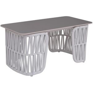 MCW Loungetisch P90 Seilgeflecht Sinterstein 43x90x45cm Hellgrau Platte Grau MCW Loungetisch P90 Seilgeflecht Sinterstein 43x90x45cm Hellgrau Platte Grau