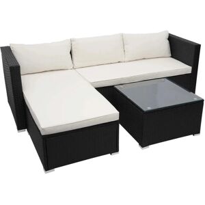 MCW Poly-Rattan Garnitur F57 3-teilig Schwarz Kissen Creme ohne Deko-Kissen MCW Poly-Rattan Garnitur F57 3-teilig Schwarz Kissen Creme ohne Deko-Kissen