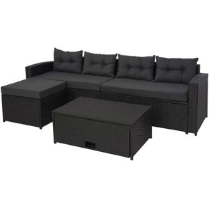 MCW Poly-Rattan Garnitur J34 4-teilig Schwarz Kissen Dunkelgrau MCW Poly-Rattan Garnitur J34 4-teilig Schwarz Kissen Dunkelgrau