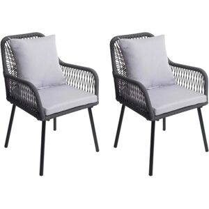 MCW Gartenstuhl O12 2er-Set Sitz-/Rückenpolster Aluminium Anthrazit Bezug Grau MCW Gartenstuhl O12 2er-Set Sitz-/Rückenpolster Aluminium Anthrazit Bezug Grau