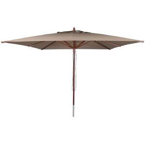 MCW Gastronomie Holz-Sonnenschirm C57b Polyester/Holz Eckig 4x4m Seilzug Stoßsicher Taupe MCW Gastronomie Holz-Sonnenschirm C57b Polyester/Holz Eckig 4x4m Seilzug Stoßsicher Taupe