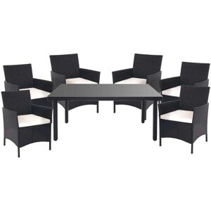 MCW Poly-Rattan-Garnitur Hamar 7-teilig Anthrazit Kissen Creme MCW Poly-Rattan-Garnitur Hamar 7-teilig Anthrazit Kissen Creme