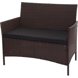MCW Poly-Rattan Gartenbank Hamar Braun-meliert Kissen Schwarz MCW Poly-Rattan Gartenbank Hamar Braun-meliert Kissen Schwarz