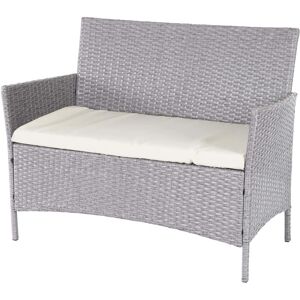 MCW Poly-Rattan Gartenbank Hamar Grau Kissen Creme MCW Poly-Rattan Gartenbank Hamar Grau Kissen Creme