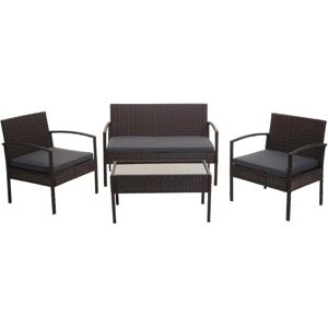 MCW Poly-Rattan Garnitur F56 4-teilig Braun Kissen Dunkelgrau MCW Poly-Rattan Garnitur F56 4-teilig Braun Kissen Dunkelgrau