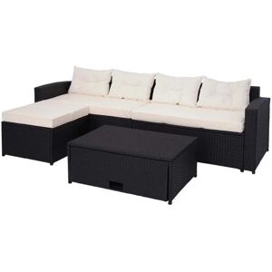 MCW Poly-Rattan Garnitur J34 4-teilig Schwarz Kissen Creme-Beige MCW Poly-Rattan Garnitur J34 4-teilig Schwarz Kissen Creme-Beige