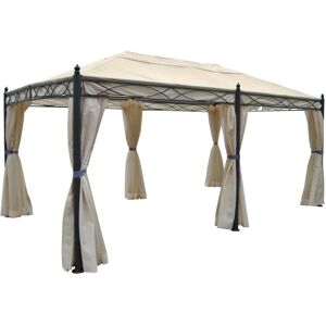MCW Pergola Calpe 5x3m Creme mit Seitenwand mit Moskitonetz MCW Pergola Calpe 5x3m Creme mit Seitenwand mit Moskitonetz