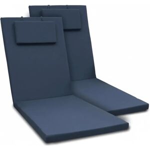 Beautissu 2er Set Gartenliege Auflage Loft RL 200x60x5cm Dunkelblau Beautissu 2er Set Gartenliege Auflage Loft RL 200x60x5cm Dunkelblau