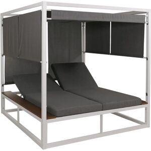 MCW Aluminium Lounge-Gartenliege M63b 10cm-Polster 200cm Weiß Polster Grau MCW Aluminium Lounge-Gartenliege M63b 10cm-Polster 200cm Weiß Polster Grau