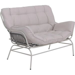 MCW 2er-Sofa P75 Gartenbank Poly-Rattan Metall Hellgrau Polster Beige MCW 2er-Sofa P75 Gartenbank Poly-Rattan Metall Hellgrau Polster Beige