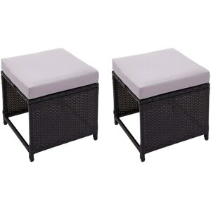 MCW 2x Poly-Rattan Hocker G16 Schwarz Kissen Hellgrau MCW 2x Poly-Rattan Hocker G16 Schwarz Kissen Hellgrau