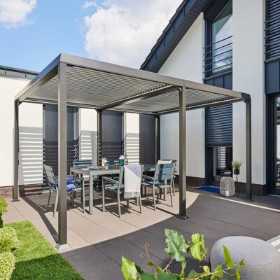 CANNES Aluminium Pavillon - Verstellbares Lamellen-Dach - 400x303cm CANNES Aluminium Pavillon - Verstellbares Lamellen-Dach - 400x303cm
