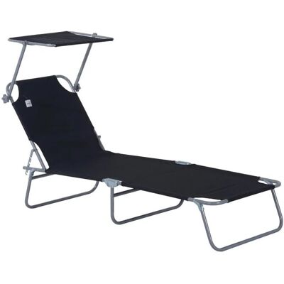 Outsunny Gartenliege - Metall, 187x36x58cm, Schwarz - Gartenliege Outsunny Gartenliege - Metall, 187x36x58cm, Schwarz - Gartenliege