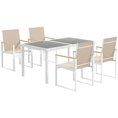 Outsunny Gartentisch Set Stahl Kunststoff Mehrfarbig 150L x 87B x 72H cm Outsunny Gartentisch Set Stahl Kunststoff Mehrfarbig 150L x 87B x 72H cm