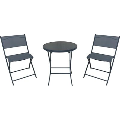 Balkon-Set Rivadavia 3-teilig Stahl Anthrazit Balkon-Set Rivadavia 3-teilig Stahl Anthrazit