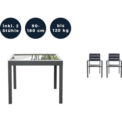 Home Deluxe Erweiterbares Gartenset - Aluminium, Sicherheitsglas Home Deluxe Erweiterbares Gartenset - Aluminium, Sicherheitsglas
