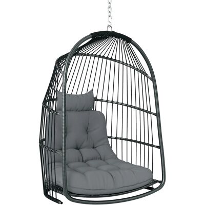 Outsunny Rattan-Hängestuhl Stahl PE Rattan Dunkelgrau 74L x 68B x 105H cm Outsunny Rattan-Hängestuhl Stahl PE Rattan Dunkelgrau 74L x 68B x 105H cm