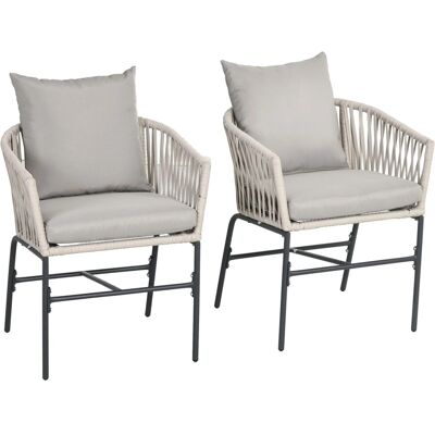 Outsunny Gartenstuhl 2er-Set Polyester Beige 57L x 60B x 71H cm Outsunny Gartenstuhl 2er-Set Polyester Beige 57L x 60B x 71H cm