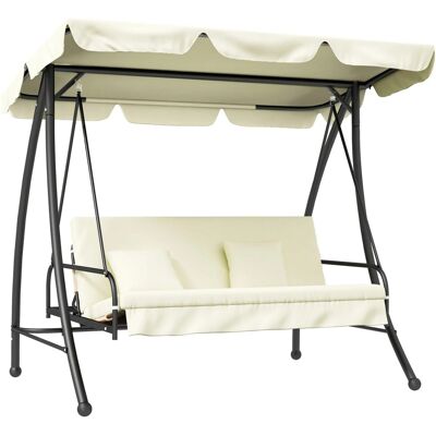 Outsunny 2 in 1 Hollywoodschaukel mit Liegefunktion 200 x 125 x 170 cm Cremeweiß Outsunny 2 in 1 Hollywoodschaukel mit Liegefunktion 200 x 125 x 170 cm Cremeweiß