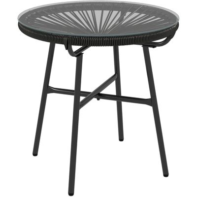 Outsunny Rattan Beistelltisch Metall PE Rattan Schwarz 50L x 50B x 50H cm Outsunny Rattan Beistelltisch Metall PE Rattan Schwarz 50L x 50B x 50H cm