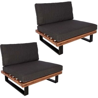 MCW Lounge-Sessel H54 2er-Set Braun Polster Dunkelgrau MCW Lounge-Sessel H54 2er-Set Braun Polster Dunkelgrau