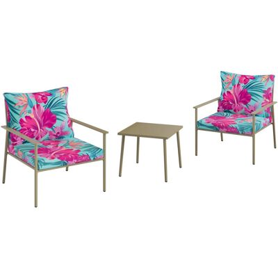 Balkonmöbel-Set Dalysford 3-teilig Flora-Design Balkonmöbel-Set Dalysford 3-teilig Flora-Design