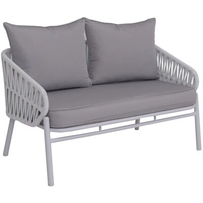 MCW Aluminium-Gartenbank P90 Seilgeflecht Rope Stoff/Textil Hellgrau MCW Aluminium-Gartenbank P90 Seilgeflecht Rope Stoff/Textil Hellgrau