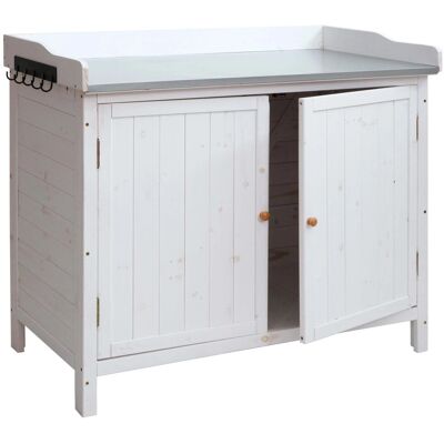 MCW Gartenschrank mit Arbeitsplatte L69 Pflanztisch Holz 86x104x52cm Weiß MCW Gartenschrank mit Arbeitsplatte L69 Pflanztisch Holz 86x104x52cm Weiß