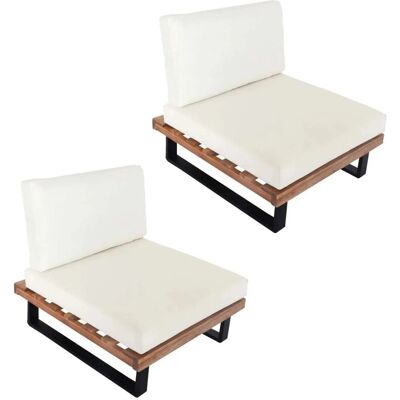 MCW Lounge-Sessel H54 2er-Set Hellbraun Polster Cremeweiß MCW Lounge-Sessel H54 2er-Set Hellbraun Polster Cremeweiß