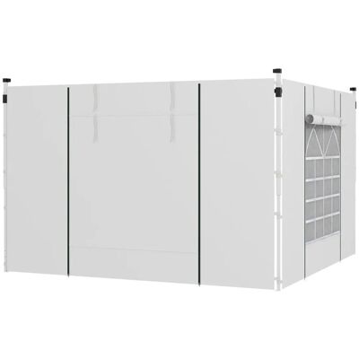 Outsunny Vordach-Seitenwände Polyester Seitenwand mit Fenster Weiß 295L x 195H cm Outsunny Vordach-Seitenwände Polyester Seitenwand mit Fenster Weiß 295L x 195H cm