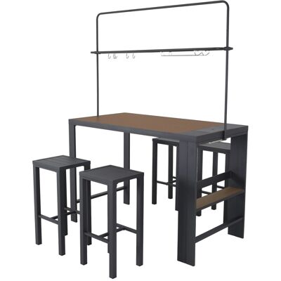 Leco Bar-Sitzgruppe / Gartentheke Elsa 157 cm x 80 cm x 209 cm Anthrazit Leco Bar-Sitzgruppe / Gartentheke Elsa 157 cm x 80 cm x 209 cm Anthrazit