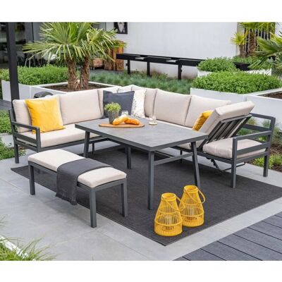 Garden Impressions Corsica Lounge-Dining Set - 4-tlg. hochwertiges Aluminium Gartenmöbelset inkl. Kissen Garden Impressions Corsica Lounge-Dining Set - 4-tlg. hochwertiges Aluminium Gartenmöbelset inkl. Kissen