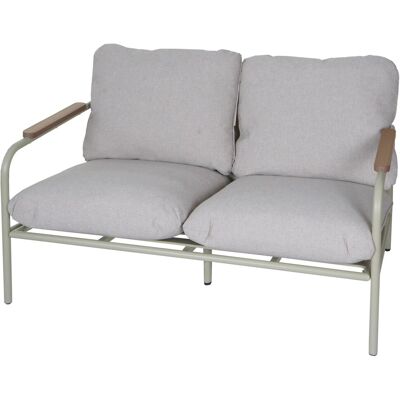 MCW Aluminium-Gartenbank O11 Outdoor 2-Sitzer Sofa 125cm Hellgrün Polster Beige MCW Aluminium-Gartenbank O11 Outdoor 2-Sitzer Sofa 125cm Hellgrün Polster Beige