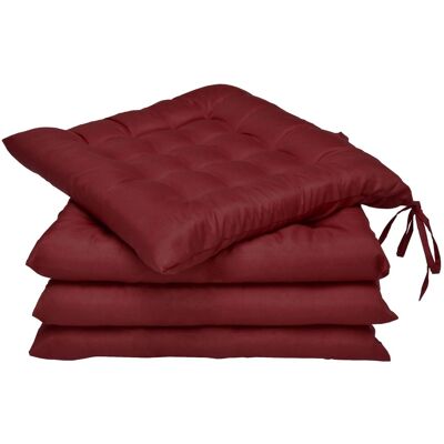 Beautissu 4er Set Stuhlkissen 40x40 mit Bändern Lea Dunkelrot Beautissu 4er Set Stuhlkissen 40x40 mit Bändern Lea Dunkelrot