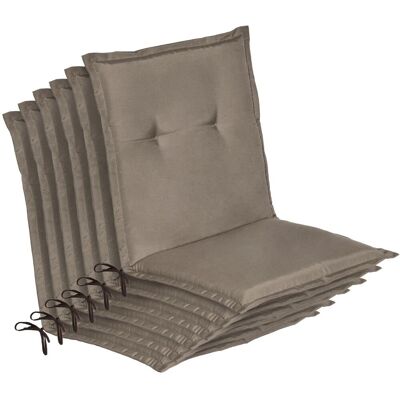 Beautissu 6er Set Niedriglehner Auflage Gartenstuhl Loft NL 100x50x6cm Taupe Beautissu 6er Set Niedriglehner Auflage Gartenstuhl Loft NL 100x50x6cm Taupe