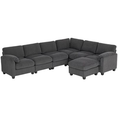 HOMCOM Ecksofa Polyester Schaumstoff 292L x 224B x 85H cm Dunkelgrau HOMCOM Ecksofa Polyester Schaumstoff 292L x 224B x 85H cm Dunkelgrau