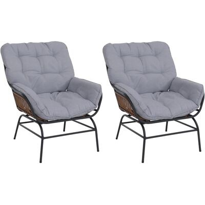 MCW 2er-Set Loungestuhl P75 Relaxstuhl Poly-Rattan Metall Dunkelgrau Polster Hellgrau MCW 2er-Set Loungestuhl P75 Relaxstuhl Poly-Rattan Metall Dunkelgrau Polster Hellgrau