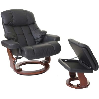Robas Lund MCA Relaxsessel Calgary XXL Echtleder 180kg Belastbar Schwarz Walnuss-Optik Robas Lund MCA Relaxsessel Calgary XXL Echtleder 180kg Belastbar Schwarz Walnuss-Optik