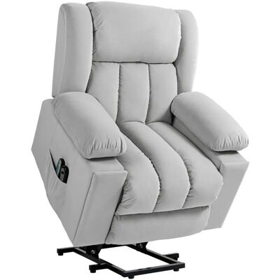 HOMCOM Fernsehsessel mit Aufstehhilfe Samt Hellgrau 101L x 93B x 104H cm HOMCOM Fernsehsessel mit Aufstehhilfe Samt Hellgrau 101L x 93B x 104H cm