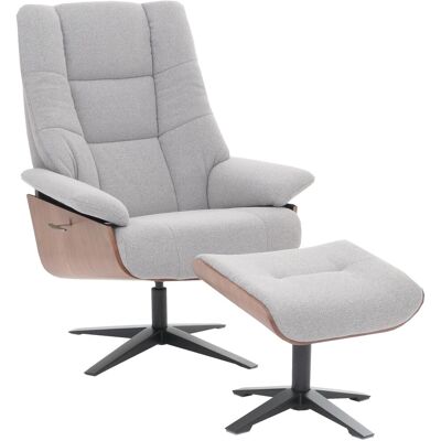 MCA Relaxsessel + Hocker N57 Bouclé Stoff Holz Grau MCA Relaxsessel + Hocker N57 Bouclé Stoff Holz Grau