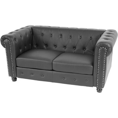 MCW Luxus 2er Sofa Chesterfield Kunstleder 160cm Runde Füße Schwarz MCW Luxus 2er Sofa Chesterfield Kunstleder 160cm Runde Füße Schwarz