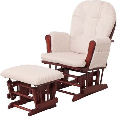 MCW Relaxsessel C76 mit Hocker Stoff Cord Öko-Tex Creme Gestell Dunkel MCW Relaxsessel C76 mit Hocker Stoff Cord Öko-Tex Creme Gestell Dunkel